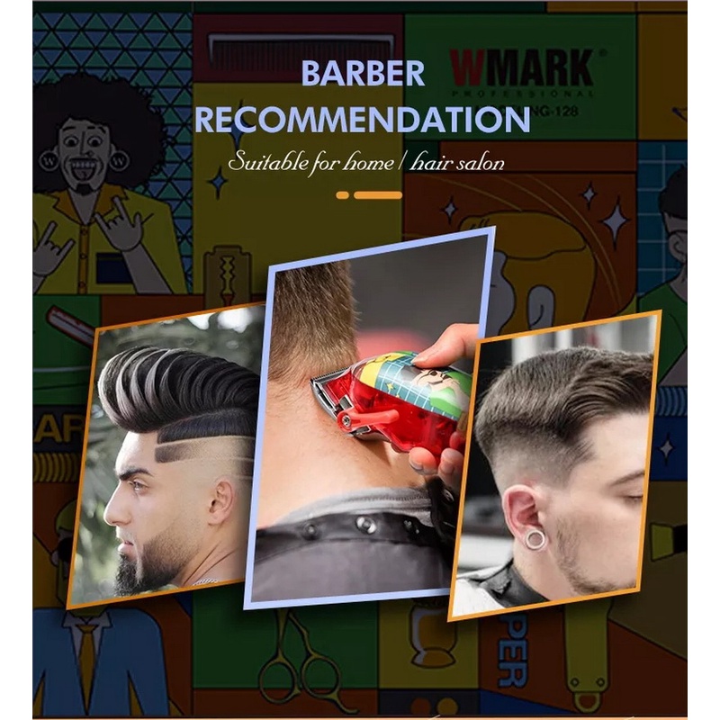 WMARK NG-128 GRAFITTI EDITION - Electric Rechargeable Hair Clipper - Alat Cukur Rambut Elektrik - Cocok untuk Barbershop