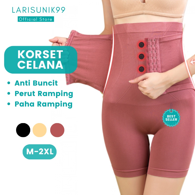 Korset Celana Wanita Korset Perut Bawahan Slimming Pengecil Perut Wanita Elastis Celana Korset Sepaha Kancing Magnet Jumbo Pembakar Lemak Pelangsing Pantat Paha Pengecil Pinggang Original Premium