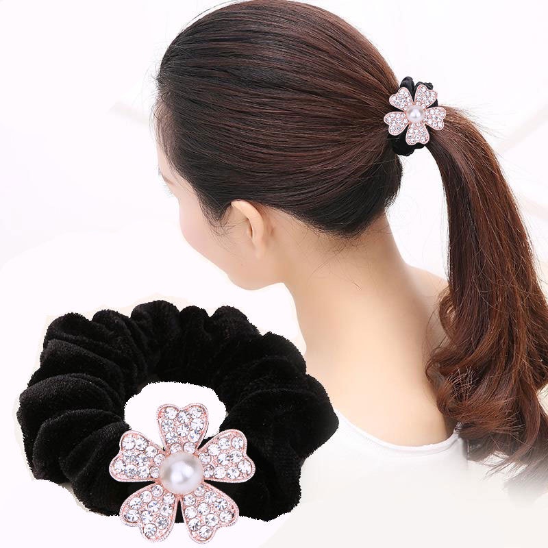 IKAT RAMBUT SCRUNCHIE MOTIF JEWELY MUTIARA / IKAT RAMBUT KOREA / IKAT RAMBUT ANAK / KUNCIRAN / SCRUNCHIE