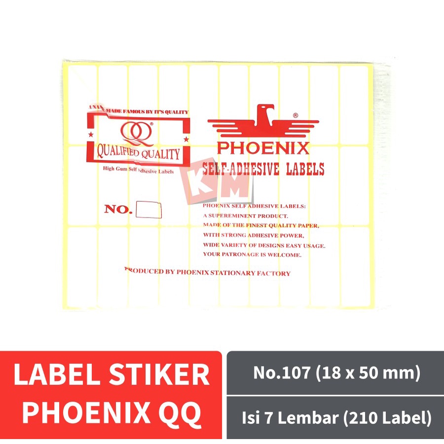 Label Stiker Phoenix QQ No.107 Kertas Harga Nama Undangan 18 x 50 mm