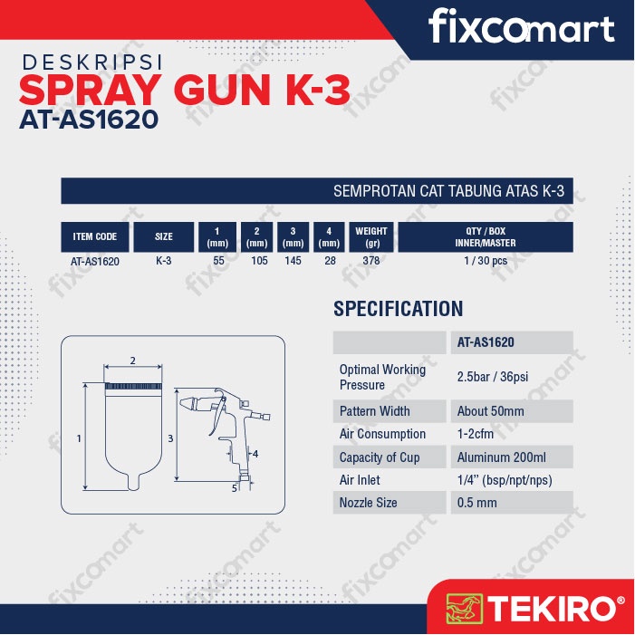 Tekiro Spray Gun K-3 / Alat Semprot Cat