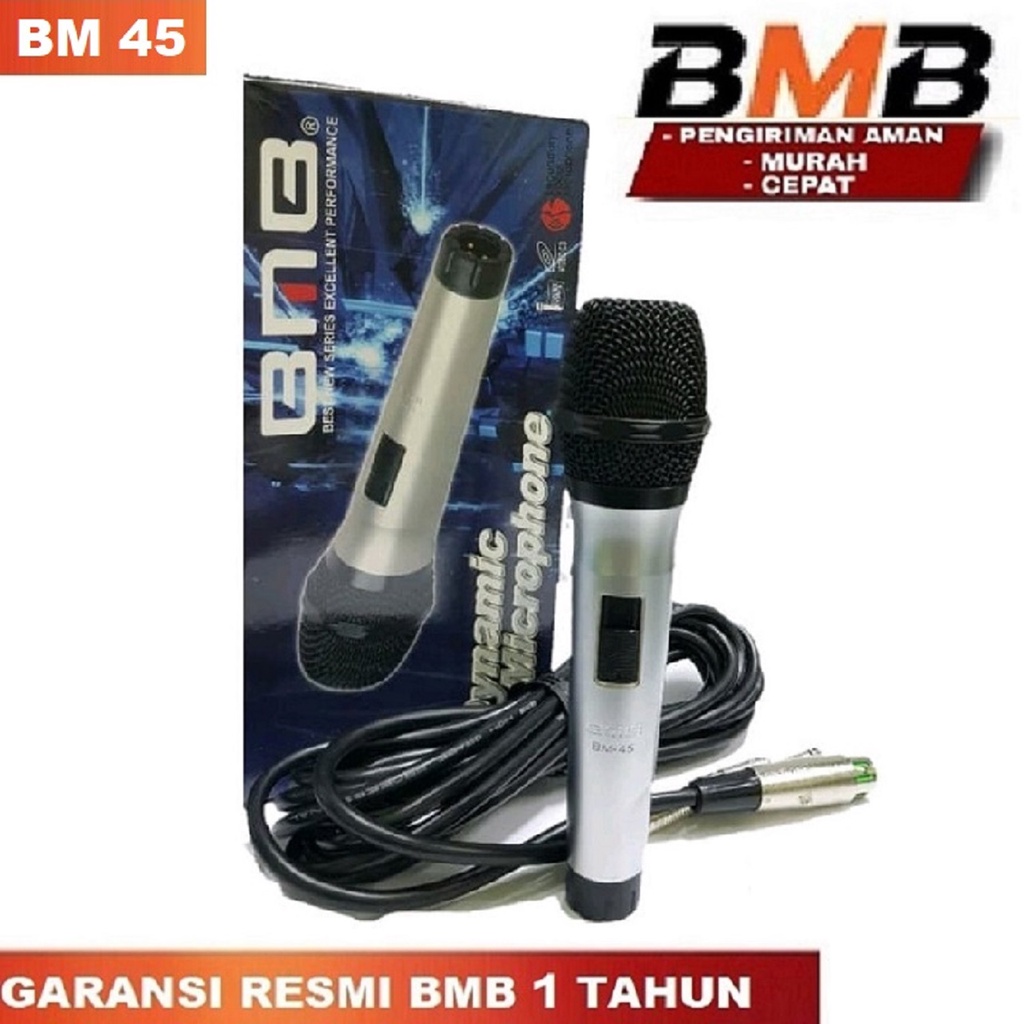 Mic BMB BM-45 Microphone Kabel Mikrofon Cable / Mik Karaoke Mix Asli
