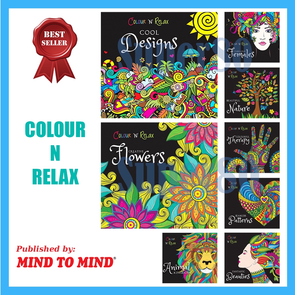 Adult Colouring Book Colour N Relax Mind To Mind Buku Mewarnai Dewasa