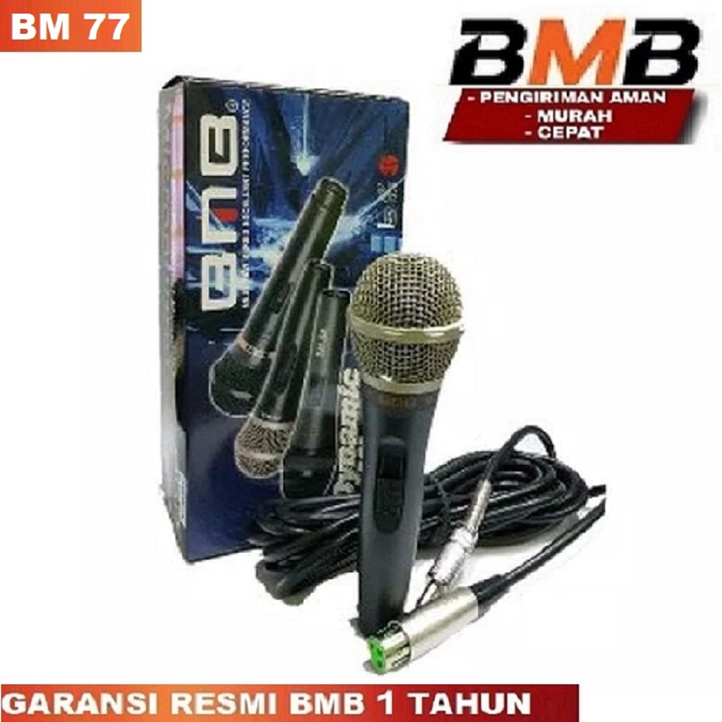 Mic BMB BM-77 Microphone Kabel Mikrofon Cable / Mik Karaoke Mix Asli