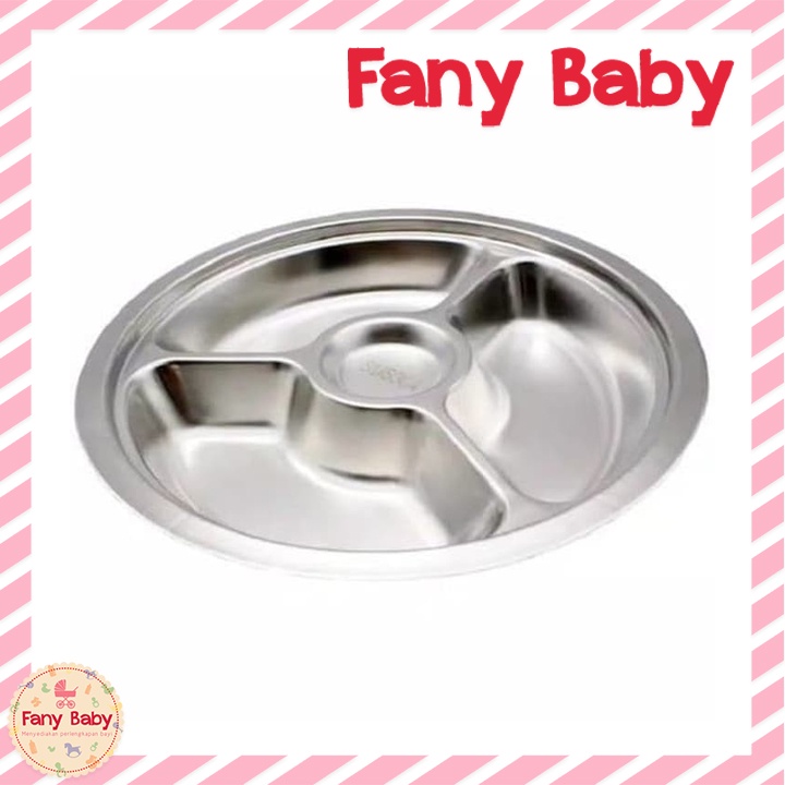 BABYBEYOND FOOD STAINLESS STEEL DIVIDED PLATE WITH FORK SPOON AND LID / BB 1030