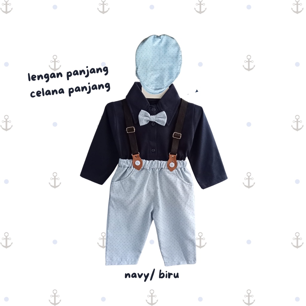 setelan jumper anak laki laki baju anak balita baby 6 12 bulan jumper set anak baru lahir jumper suspender baby gentleman polkadot suspender JUMPER SET