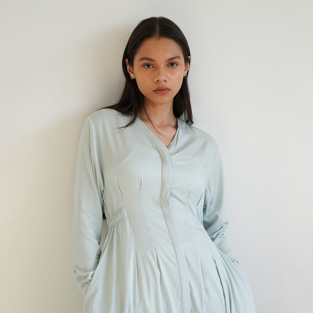 Queensland Dress Gamis Muslim Lengan Panjang LIN000204Q Mint-1