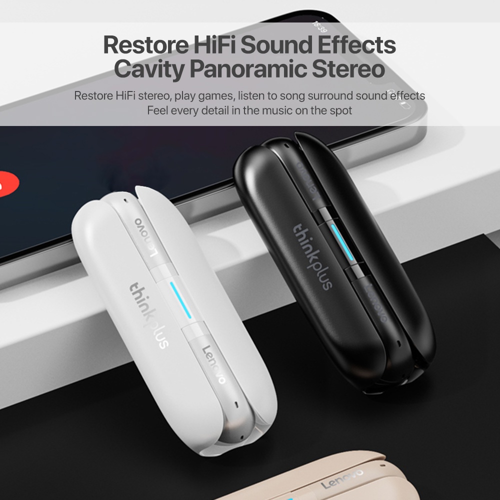 Thinkplus Lenovo TW60 True Wireless Bluetooth Earphone Headphone Headset TWS-Bluetooth v5.3 penundaan perpisahan