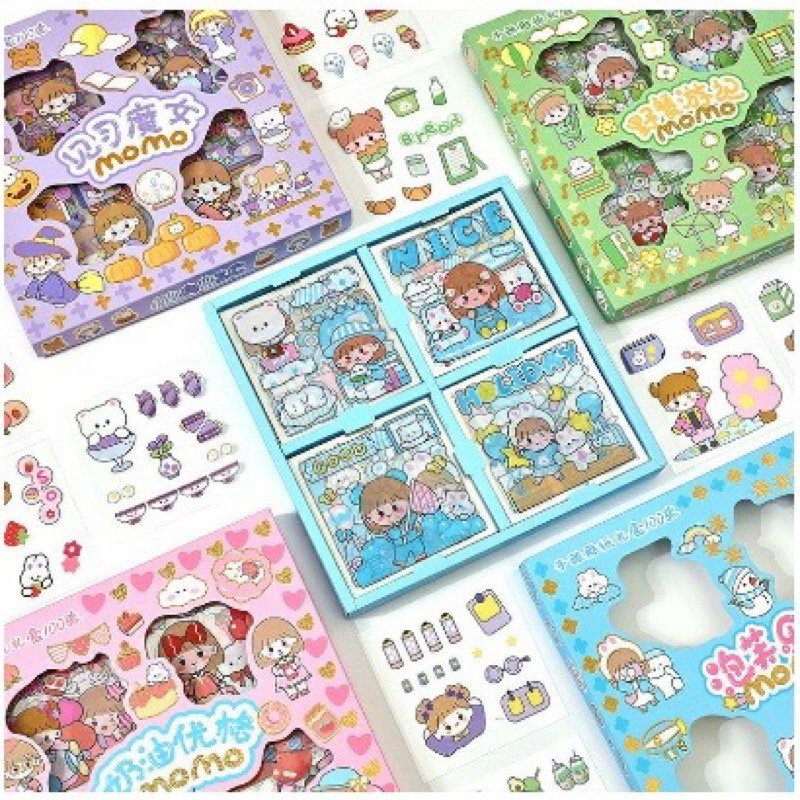 IDOLMART Stiker 100 lembar stiker Motif Kartun Korea Lucu Anti Air Dekorasi Handbook Scrapbook DIY Surabaya