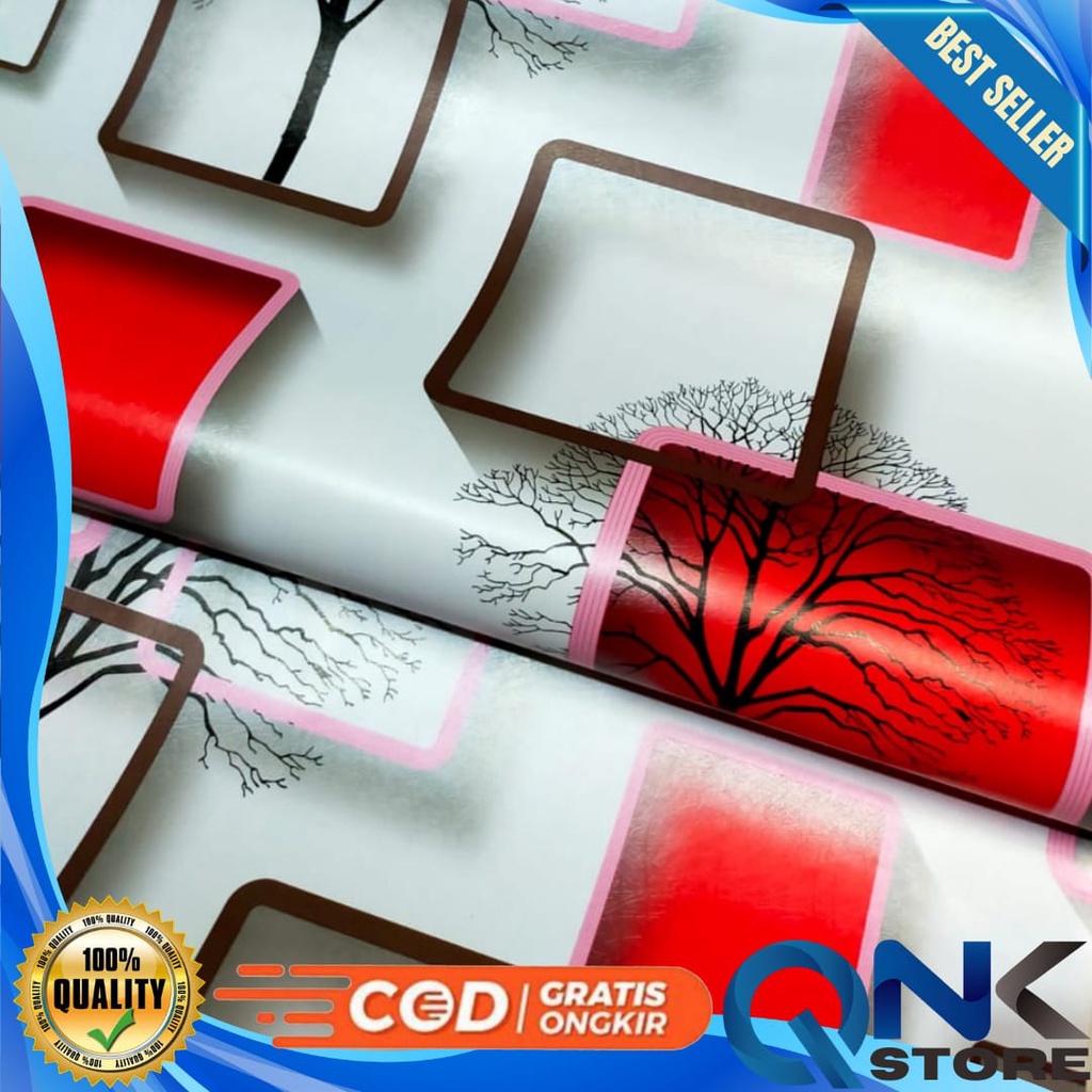 Wallpaper Dinding Motif 3D Garden 45cm x 10m 3D Kotak Merah Wallpaper Stiker 3D Garden Wallstiker Wallpaper Sticker Wallsticker