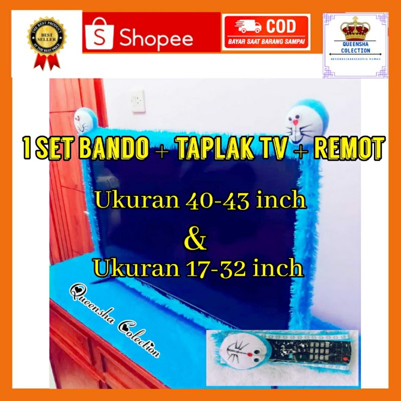 Bando Tv Led 43 inch Terbaru 1 Set Taplak Meja Tv Uk 150X50cm Dan Sarung Remot