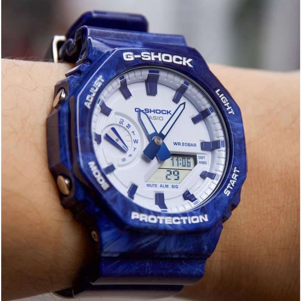 Jam Tangan Pria G-Shock Blue White Porcelain GA-2100BWP-2A