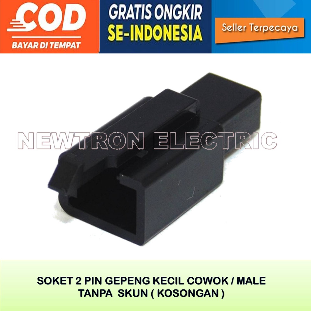 SOKET 2 PIN MALE HITAM SOKET KABEL 2 PIN MALE HITAM SOKET 2 PIN GEPENG KECIL BAHAN NILON TAHAN PANAS