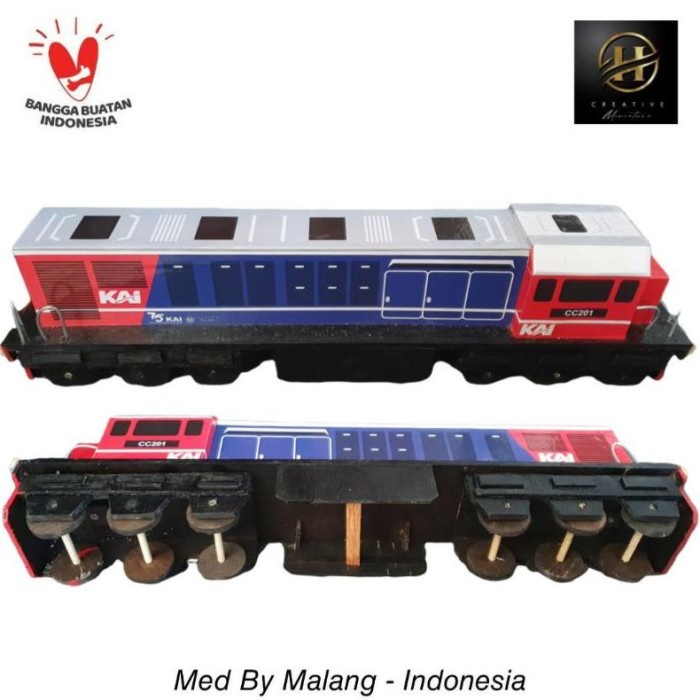PROMO MINIATUR KERETA API LOKOMOTIF CC 201 LIVERY PERUMKA 1998 RED BLUE TERLARIS