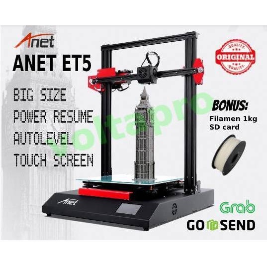 Terlaris New Printer 3D Anet Et5 Mencetak Lebih Besar Autolevel Touch Screen