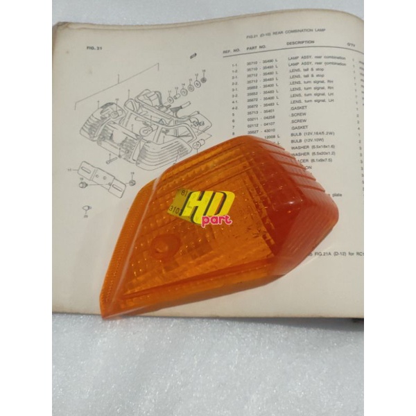 Mika kaca lens sen sein headlamp lamp stoplamp belkng kiri suzuki rc80 rc 80 rc100 rc 100 kuning ori
