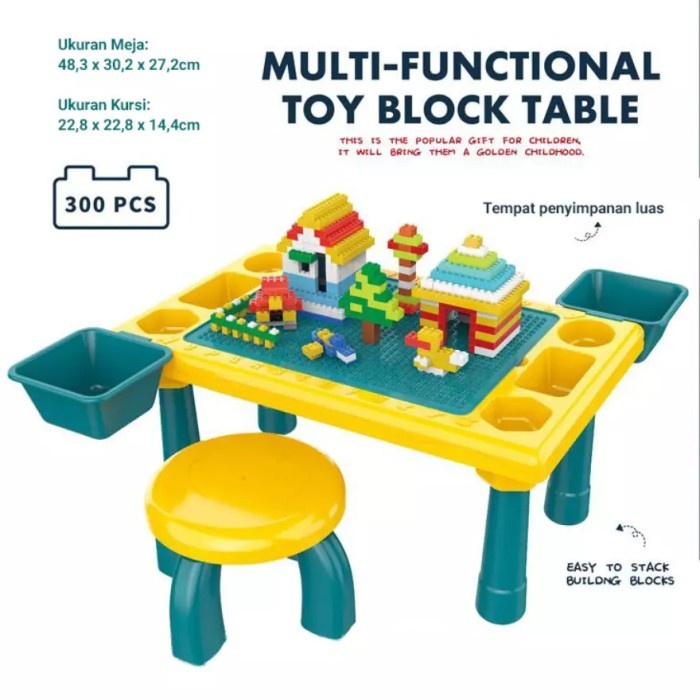 FMFIT Bricks Building Block learning kids Table Chair toy 300 pcs lego susun