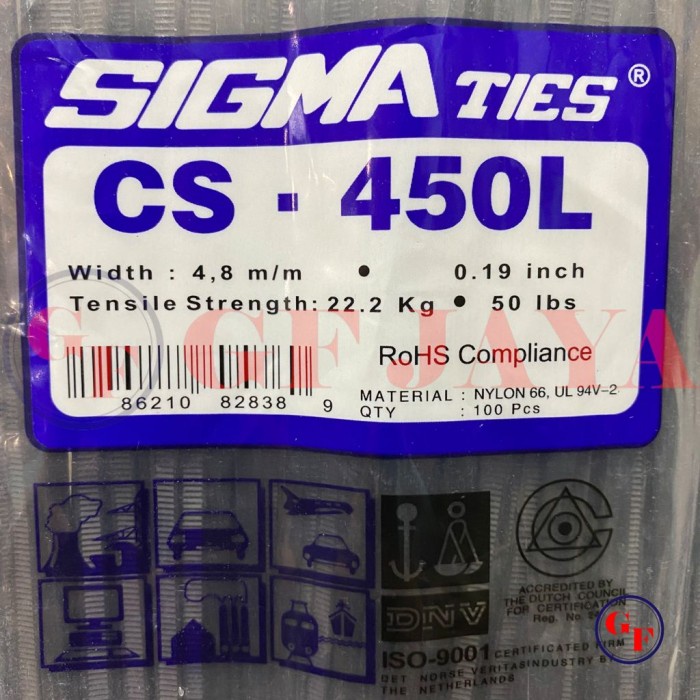 

Terlaris Kabel Ties / Tis Sigma Cs 450 L / 45Cm / 45 Cm Hitam / Putih Cs450L