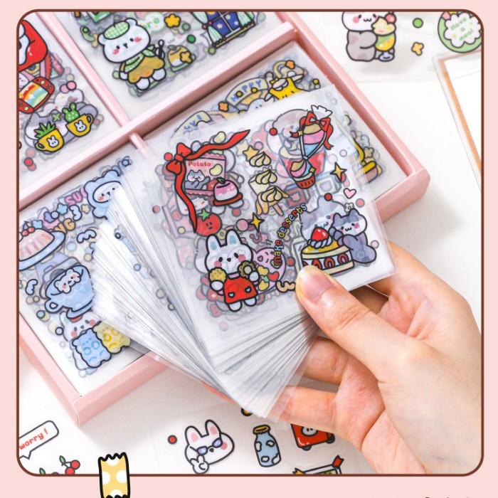 

Sticker Aesthetic 100 Pcs Cute/ Tumbler Stiker Anti Air Playful Animal