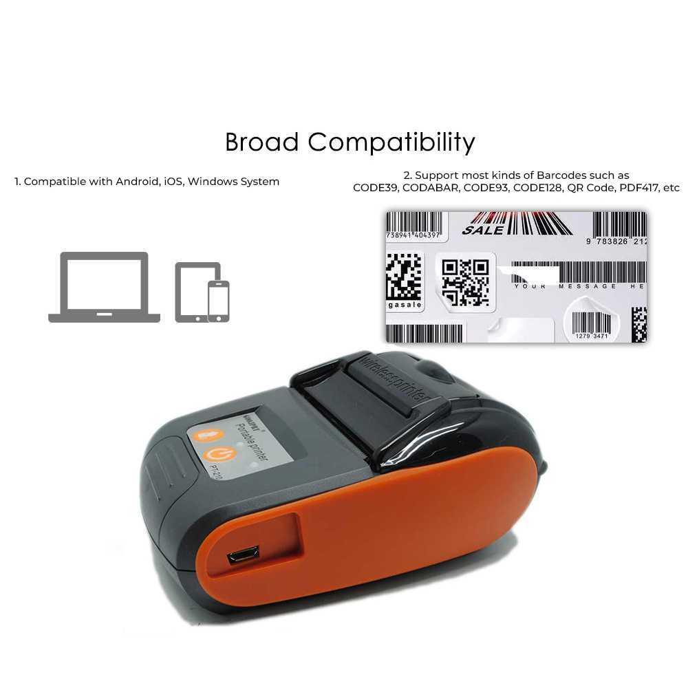Printer Thermal Bluetooth Portable POS Thermal Receipt Printer 58mm - PT210