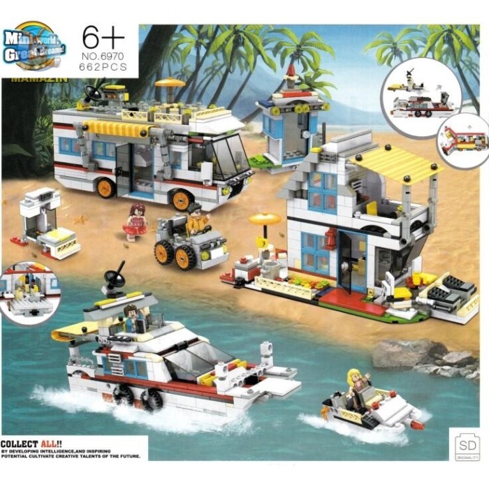 Flash Sale Brick Sembo Block Sd 6970 Vacation Getaways (Camper Van-Yach-Bungalow) Termurah