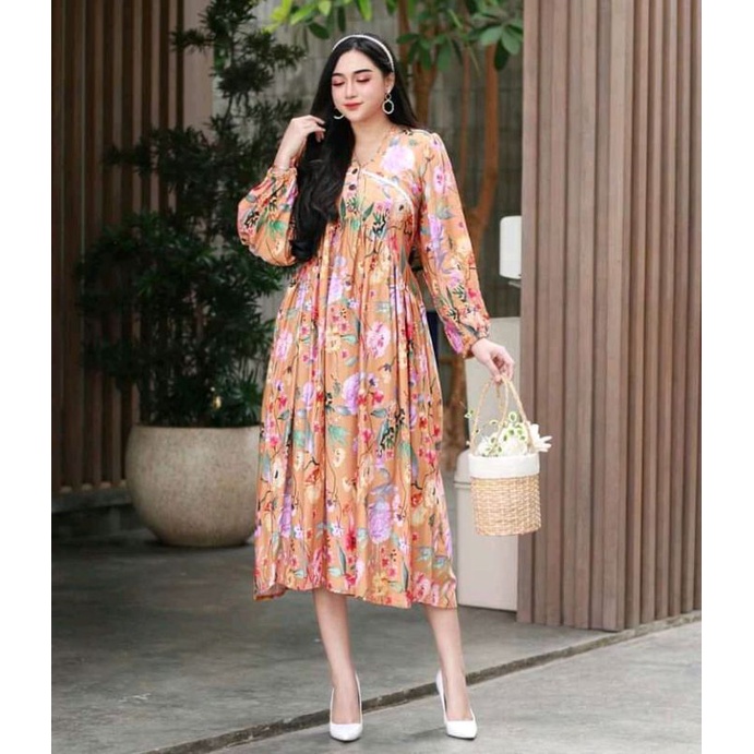 Baju Dress Daster Longdress Homedress Isabella Isyana Alice Starla Korea Terusan Lengan Panjang Smoc