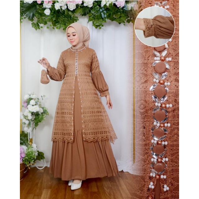 Gamis Brokat Shelvia Malika Kombinasi Payet Mutiara Terbaru / Gamis Pesta / Gamis Kondangan / Gamis Tile / Gamis Brokat Malika Non Gliter / Gamis Lamaran / Gamis wisuda / Gamis Seragaman / Gamis Payet Mutiara / Gamis Malika