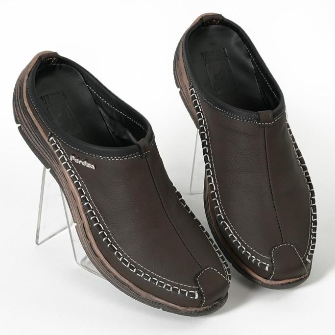 Sandal Sepatu Pria Fordza Model Slop Bustong Kulit Asli Anti Slip