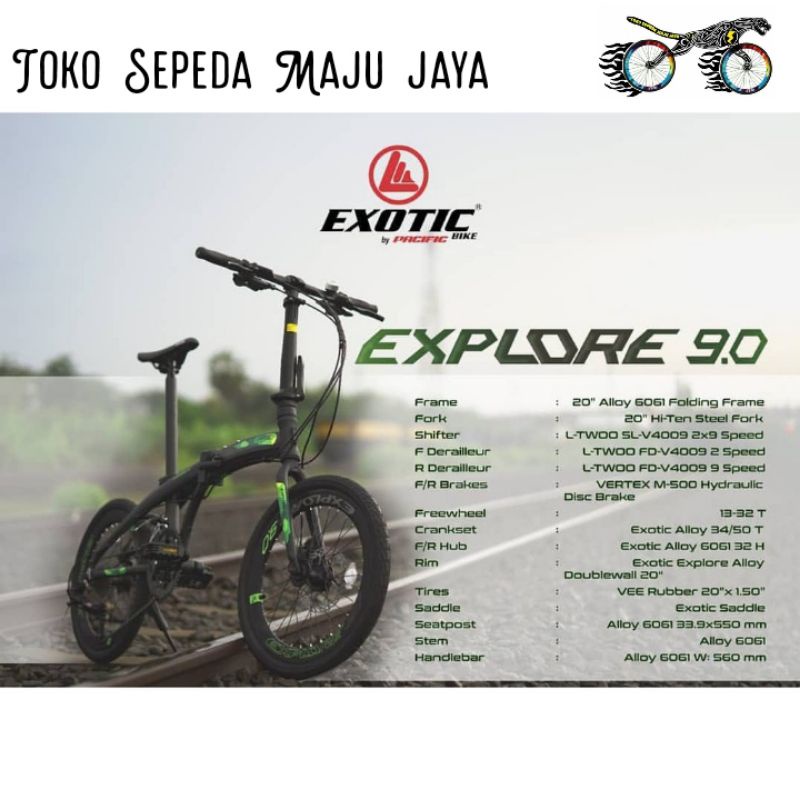 Sepeda Lipat Exotic Explore 9.0 20 inch alloy 2 x 9 speed Disc brake Hydraulic rem cakram hidrolik 2