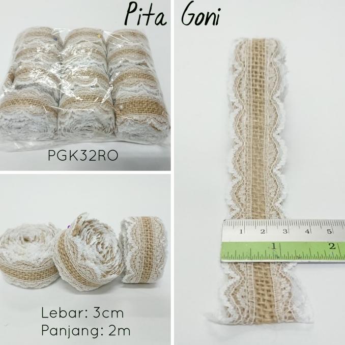 

Pita Goni Renda Jute Burlap Ribbon Vintage 3cm x 2m PGK32RO (12 roll)