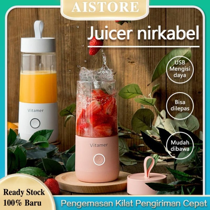 Blender VITAMER Juicer Portable ORIGINAL 350ml 4 Mata Pisau-Free Gift