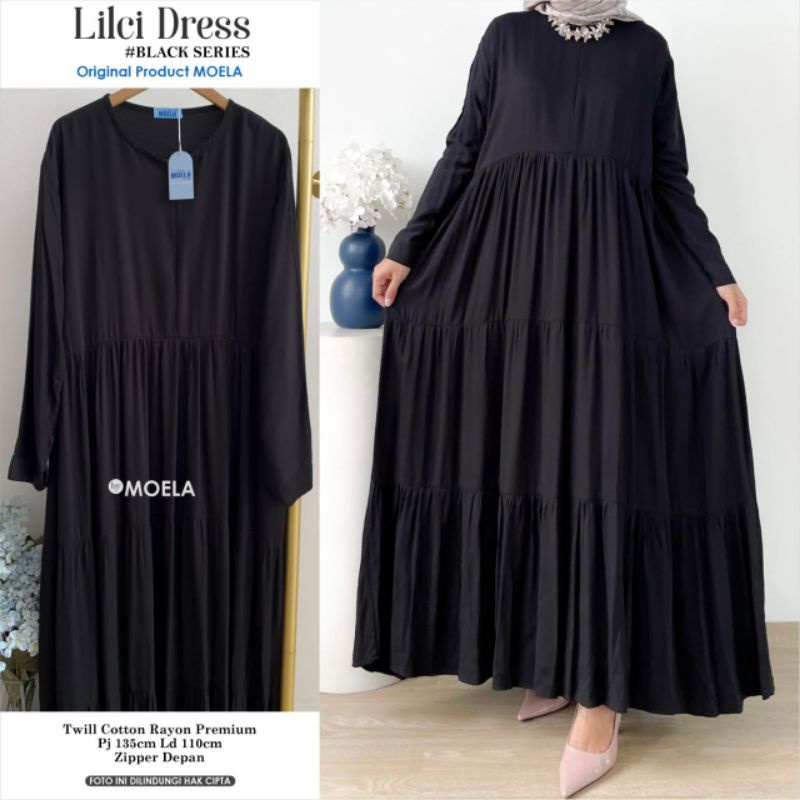 Baju panjang Hitam wanita elegan gamis Hitam wanita mewah gaun panjang Hitam wanita modern