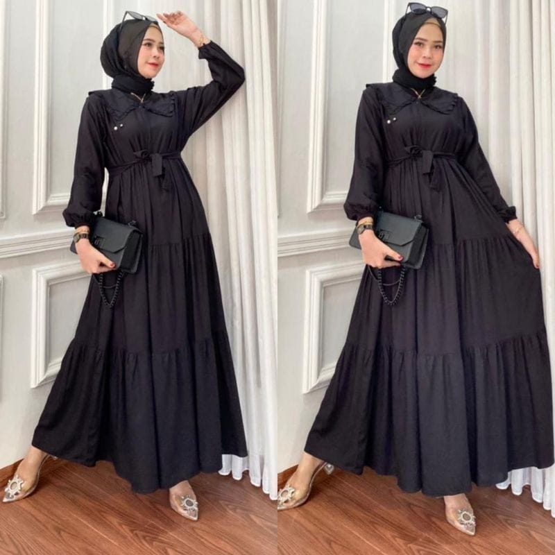Ready Stock ✅ Dress Muslim Gamis Noora Jumbo Rayon Super Polos Rempel Susun Wanita Remaja Polos Terk