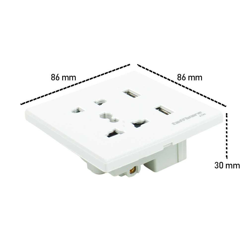 Taffware Stop Kontak Universal UK EU US &amp; 2 USB Port TH1