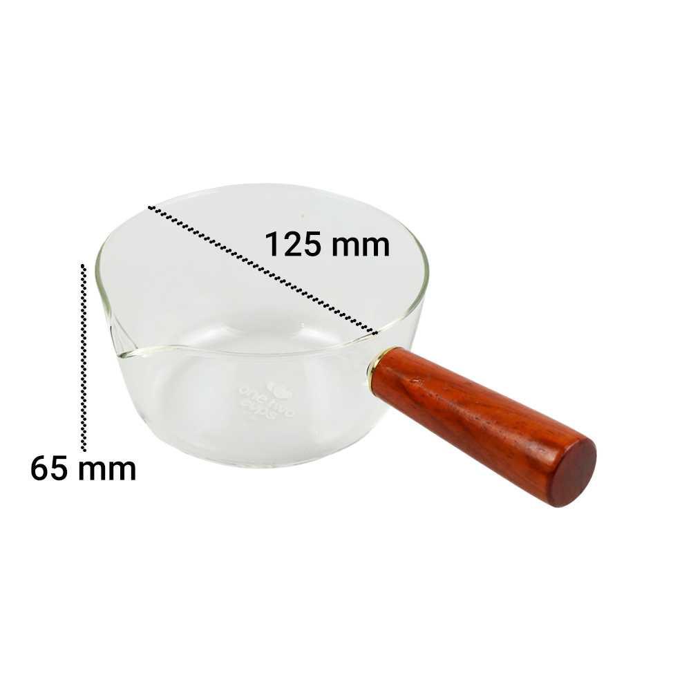 One Two Cups Panci Masak Kaca Glass Cooking Pot Wooden Handle - KC007