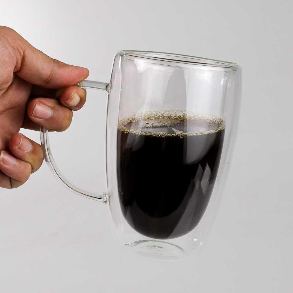 One Two Cups Cangkir Kopi Anti Panas Double-Wall Round with Handle