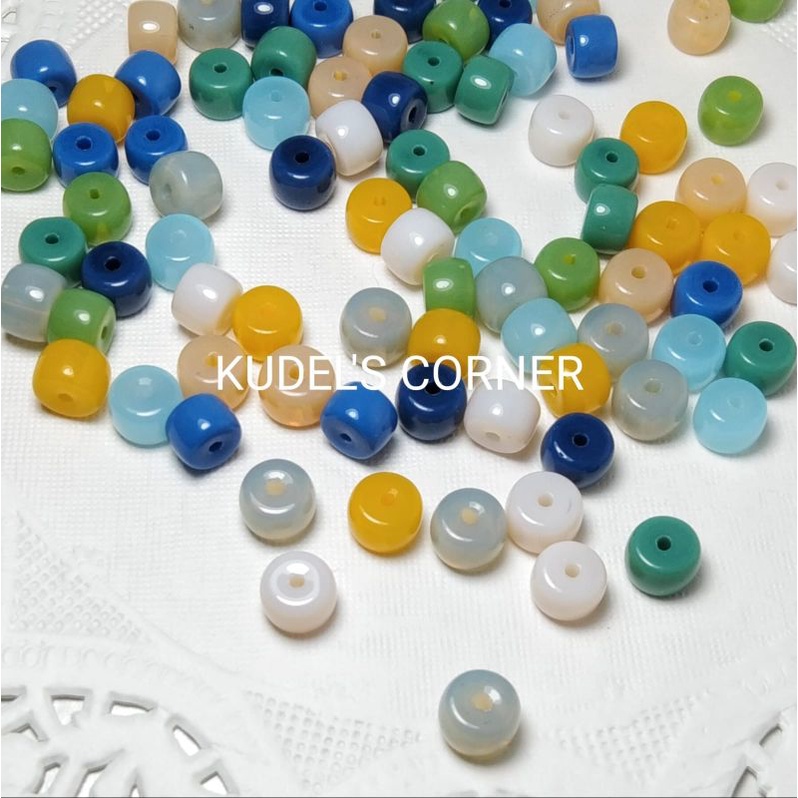 10PCS GLASS BEADS TABUNG 7MM ECER/ MANIK KACA TABUNG