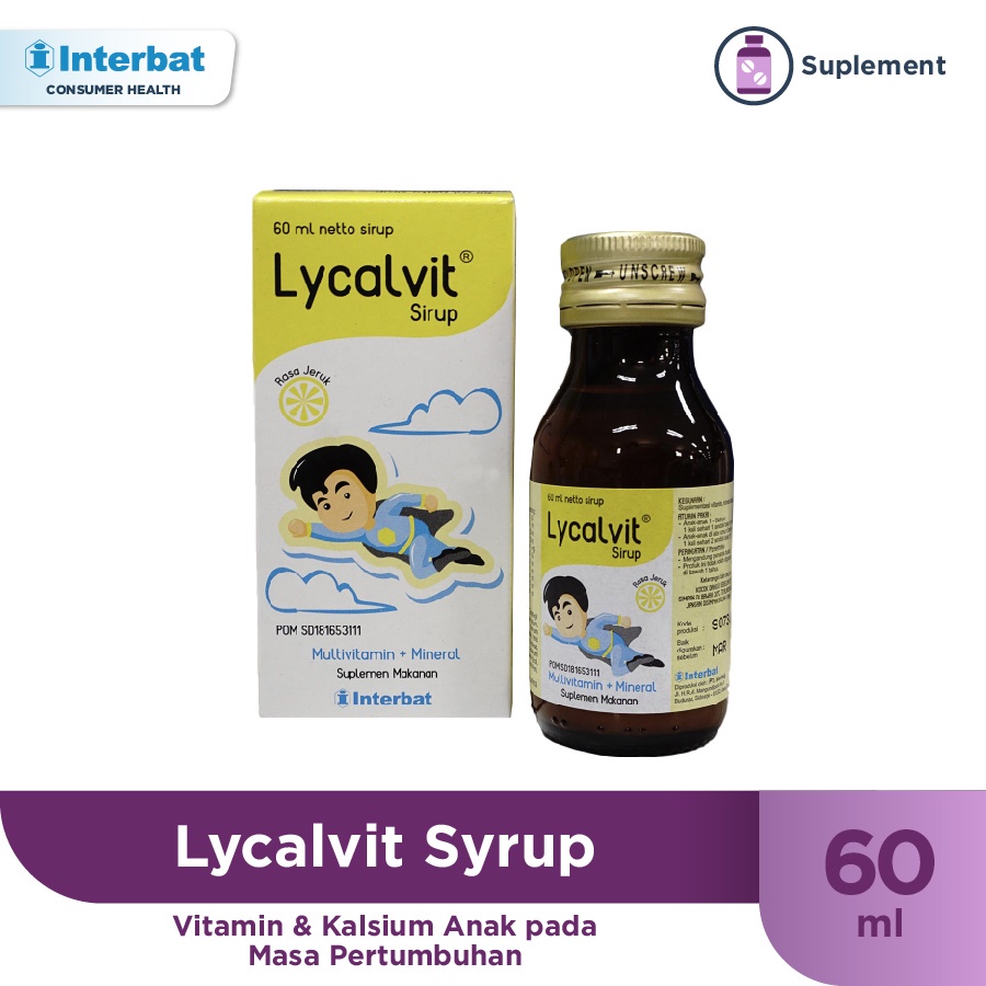 Lycalvit Syrup 60ml - Vitamin &amp; Kalsium Anak pada Masa Pertumbuhan