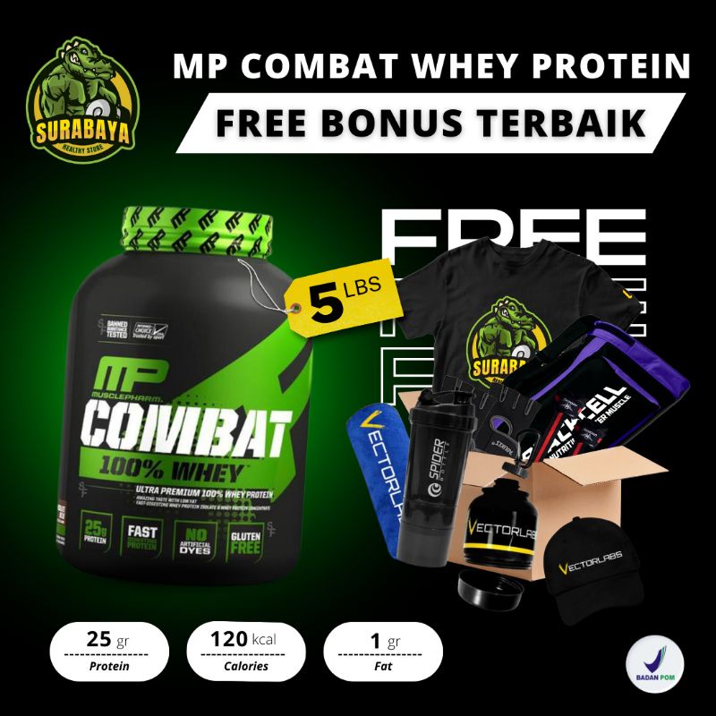 MUSCLEPHARM MP COMBAT WHEY PROTEIN 5 LBS BPOM 5LBS 5LB 5 LB