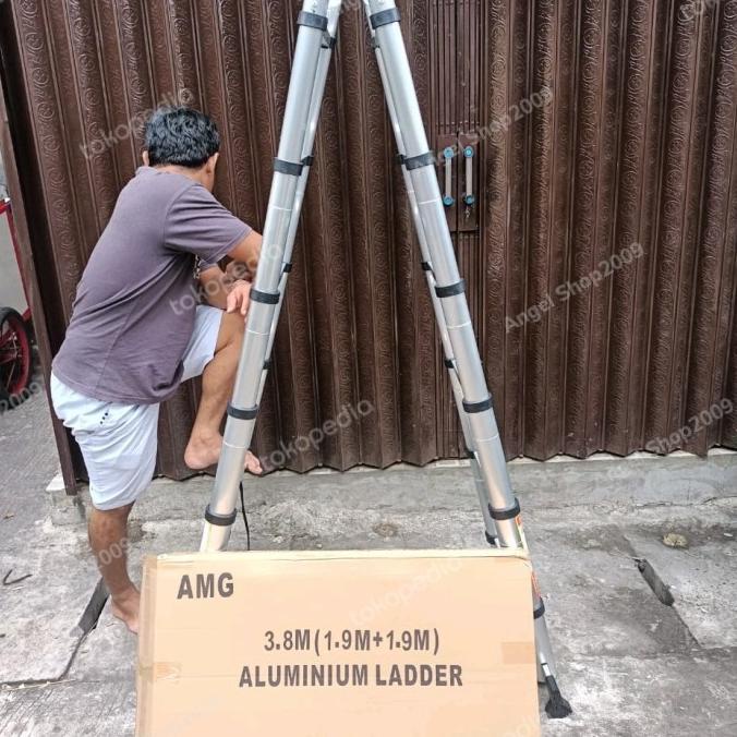 Tangga Lipat Aluminium Teleskopik 3,8M Double Teleskopik 3,8