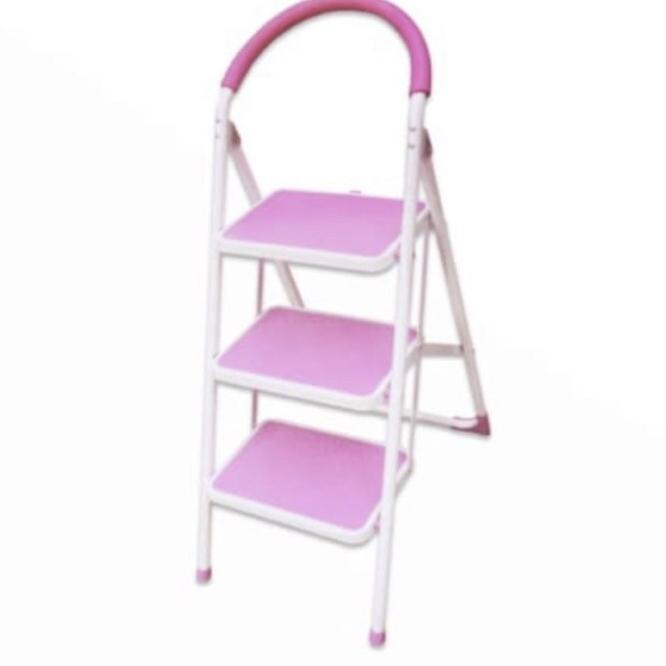 Krisbow Tangga Lipat 3 Step Pijakan Besi Biru Pink Anak Tangga 3Step