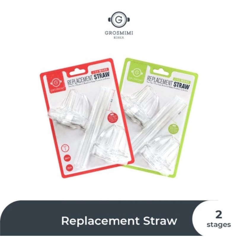 Grosmimi Silicone Replacement Straw Set ( twin pack / 2 pcs  )