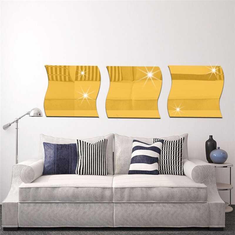 SOLEDI Sticker Dekorasi Dinding Wave Mirror Acrylic 6 PCS - SL07 Walpaper Dinding Kamar Wallpaper Dinding Kamar Tidur Hiasan Dinding Dekorasi Dinding Hiasan Kamar Aesthetic Hiasan Dinding Ruang Tamu Wallpaper Dinding Kamar Tidur Aesthetic Hias