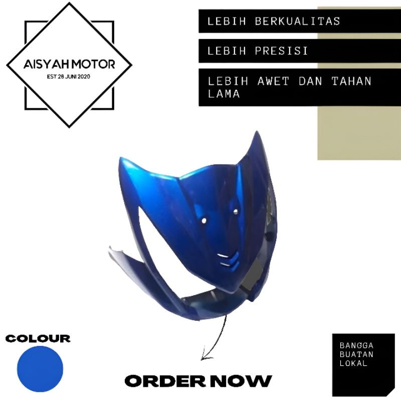 Cover Bodi Batok Depan Tameng Honda Beat FI Warna Biru Tahun 2012-2014