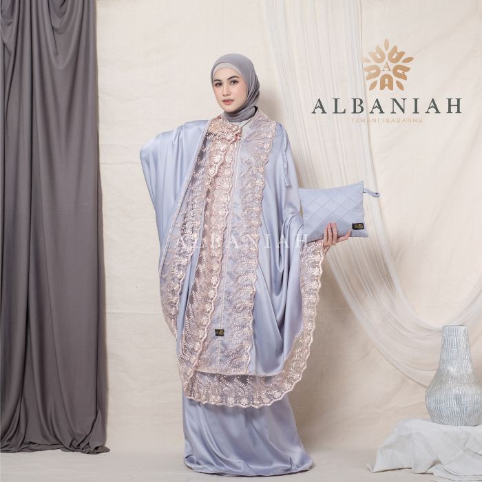 Limited Mukena Dewasa Al Baniah Safa Mukena Dewasa 2 In 1 Renda Bahan Sutra Velvet Warna Wardah Silv