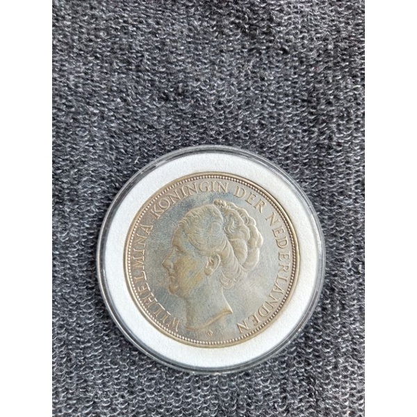 koin 21/2 gulden wilhelmina perak tahun campur