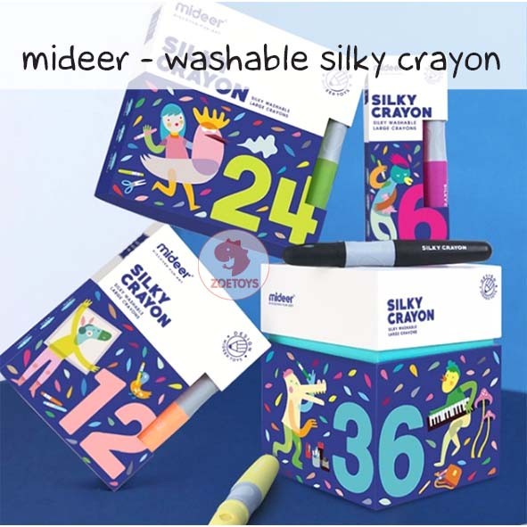 

Terlaris Shukaku Mideer - Washable Silky Crayon 6 Ct. 12 24 Warna Colors