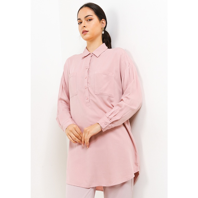 Kemeja Wanita 10pm Original Cewek Basic Viscose Non Spandex Cerise Perempuan