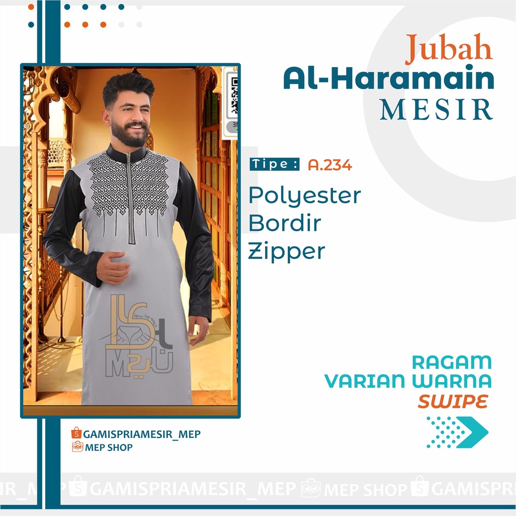 GAMIS PRIA AL HARAMAIN POLYESTER IMPORT MESIR ORIGINAL NON MANSET VIETNAM SAUDI LOKAL MADINAH SYIRKU