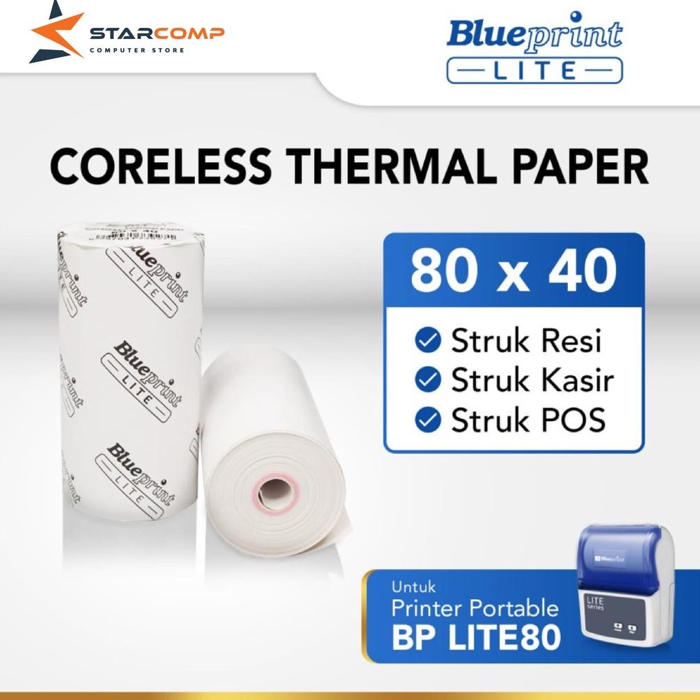 

Kertas Thermal Struk kasir POS & Resi BLUEPRINT Lite 80x40 mm